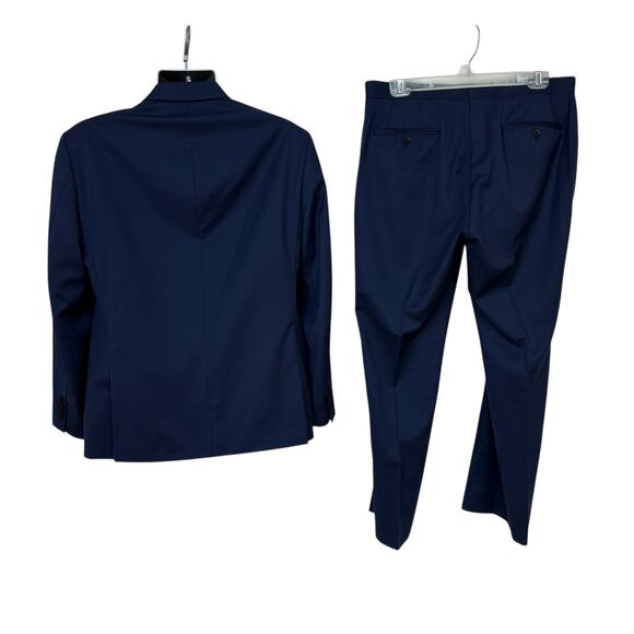 Calvin Klein Tuxedo Suit Navy Blue Black Extreme Slim Fit Jacket Pants 40S 34S - Picture 2 of 16
